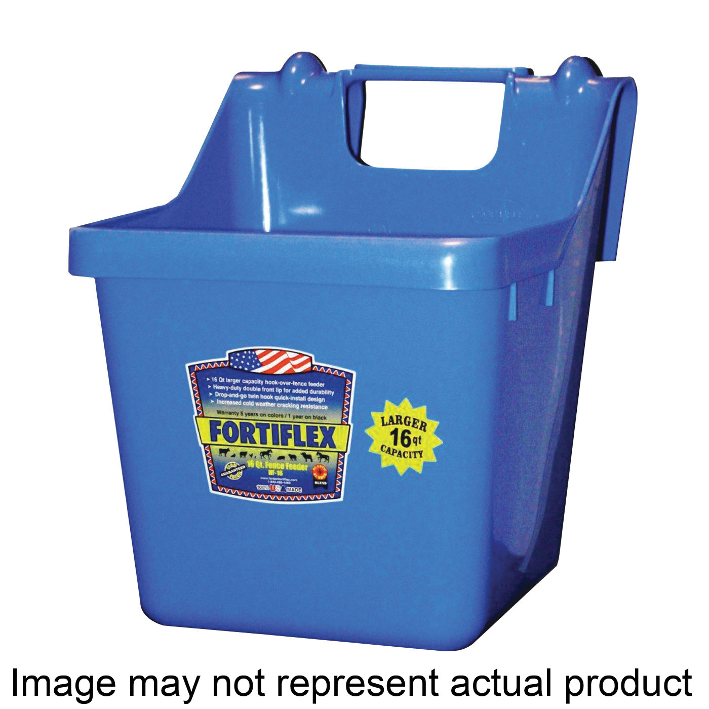 1301600 Bucket Feeder, 16 qt Volume, Fortalloy Rubber Polymer, Blue