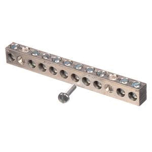 ECGB10 Ground Bar Kit, 3.7 in L, 10-Terminal, 14 to 4 AWG Wire, Aluminum/Copper