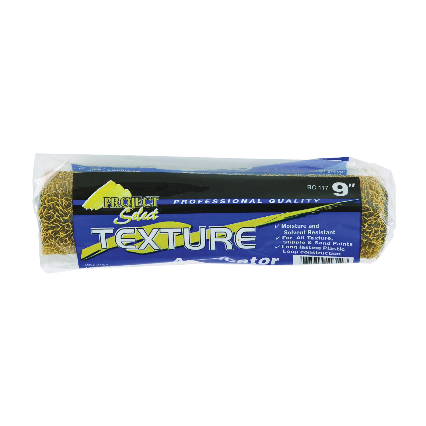 RC 117 Texture Paint Roller Cover, 1/4 in Thick Nap, 9 in L, Polyester Cover