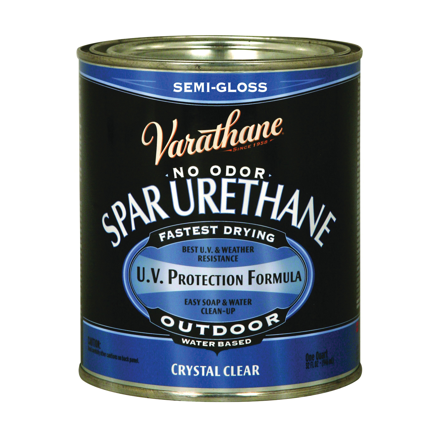 250141H Waterbased Polyurethane, Water Base, Crystal Clear, Semi-Gloss, 1 qt, Can