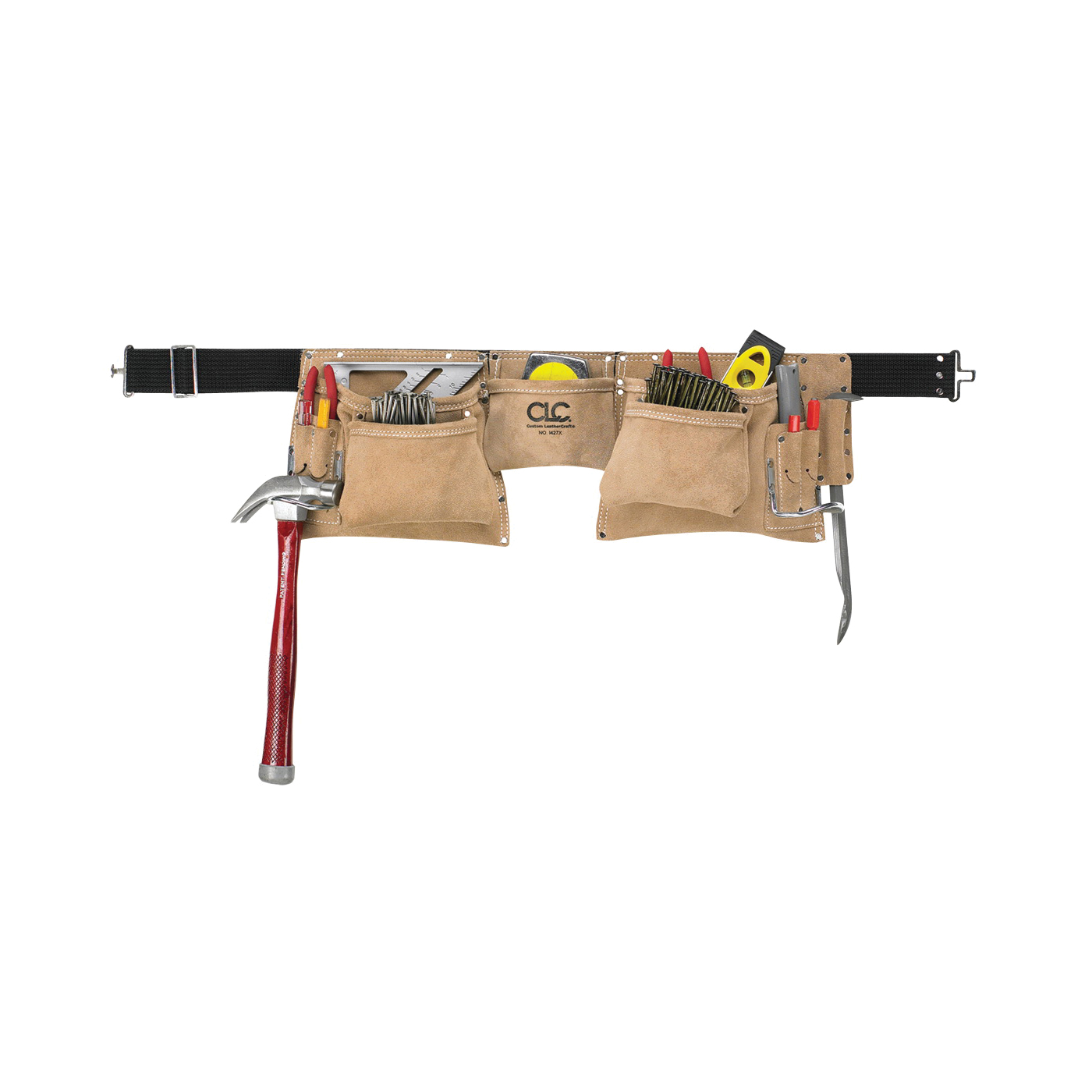 Tool Works Series I427X Tool Apron, 29 to 46 in Waist, Suede Leather, Brown, 12-Pocket