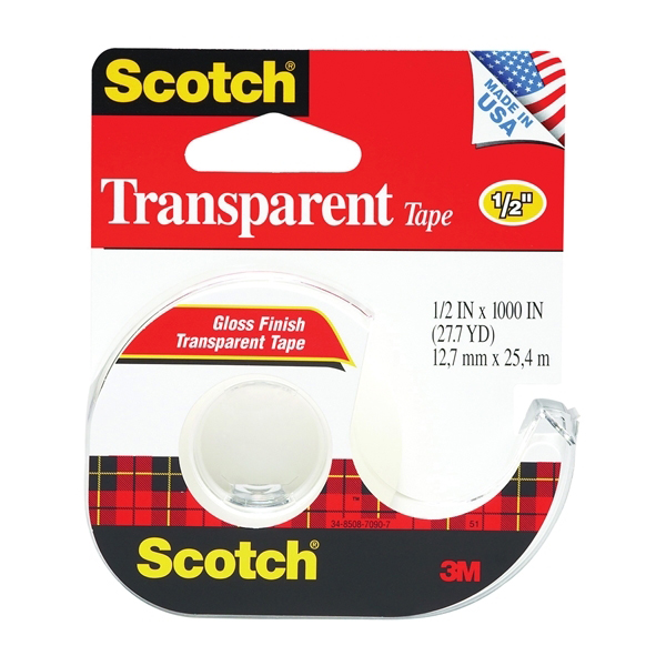 174 Transparent Tape, 1100 in L, 1/2 in W, Acetate Backing