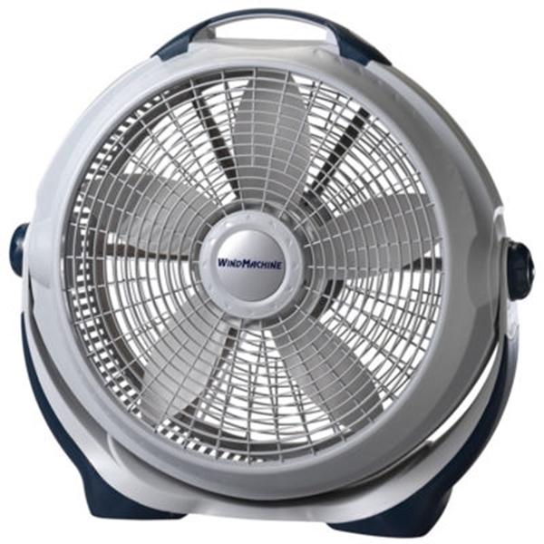 Lasko Wind Machine 3300 Portable Room Fan, 120 V, 20 in Dia Blade, 5-Blade, 3-Speed, 4750 cfm Air, Gray - 1
