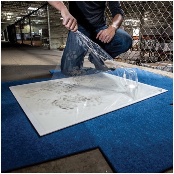 SURFACE SHIELDS Step N Peel DG30W Reusable Tacky Clean Mat, 31-1/2 in L, 25-1/2 in W, 2 mil Thick, White - 2