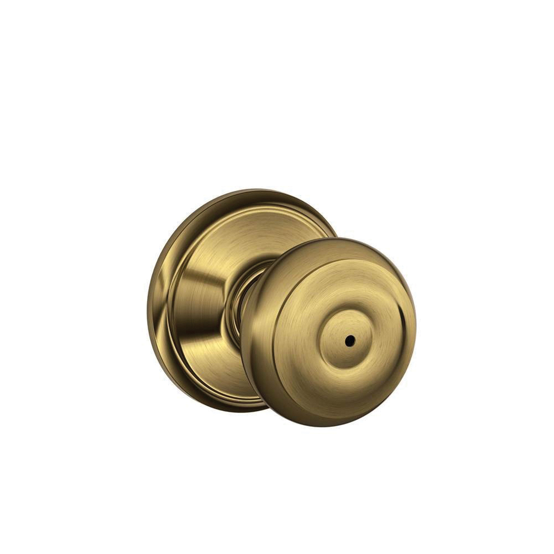 Georgian Series F40VGEO609 Privacy Lockset, Round Design, Knob Handle, Antique Brass, Metal, Yes