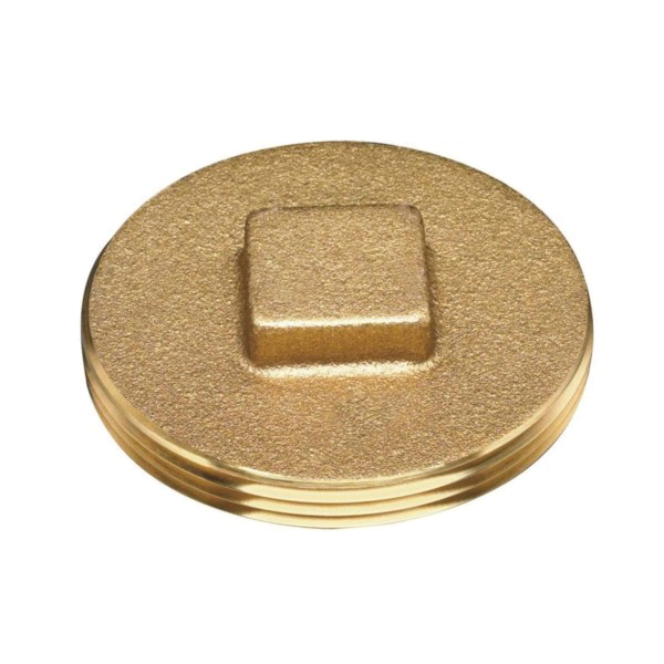 42373 Cleanout Pipe Plug, 3-1/2 in, MNPT, Raised Head, Brass