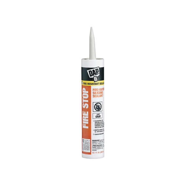 Dap Fire Stop 18806 Silicone Sealant, Limestone Gray, 40 to 110 deg F, 10.1 oz Cartridge
