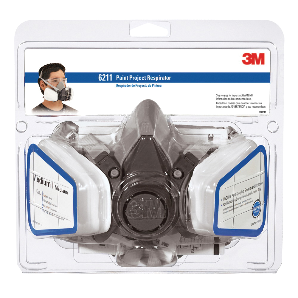 6211PA1-A/R6211 Valve Paint Respirator, M Mask, P95 Filter Class, Dual Cartridge, Black/Blue/Gray