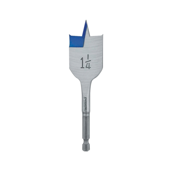 SPEEDBOR 87920 Spade Drill Bit, 1-1/4 in Dia, 4 in OAL, Short Length, Flat Flute, 1/4 in Dia Shank, Hex Shank