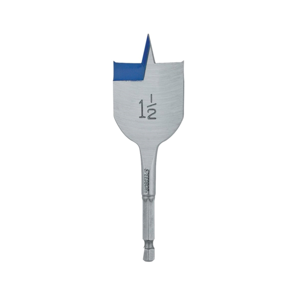 SPEEDBOR 87924 Spade Drill Bit, 1-1/2 in Dia, 4 in OAL, Short Length, Flat Flute, 1/4 in Dia Shank, Hex Shank