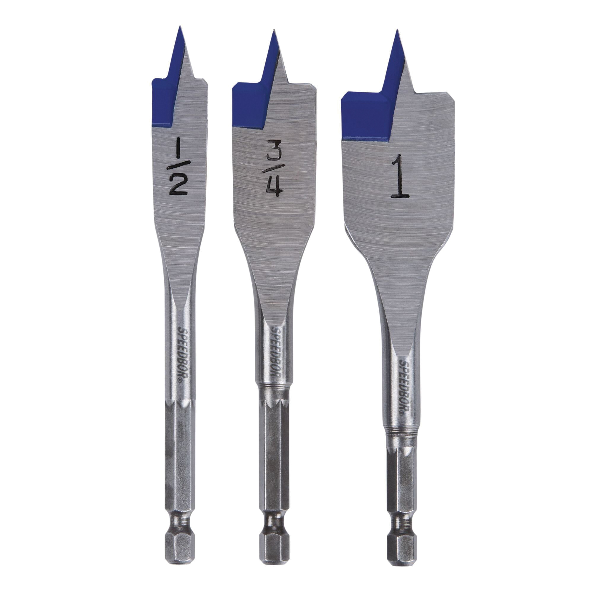87950 Spade Bit Set, Short Length, 3-Piece, HSS, Bright
