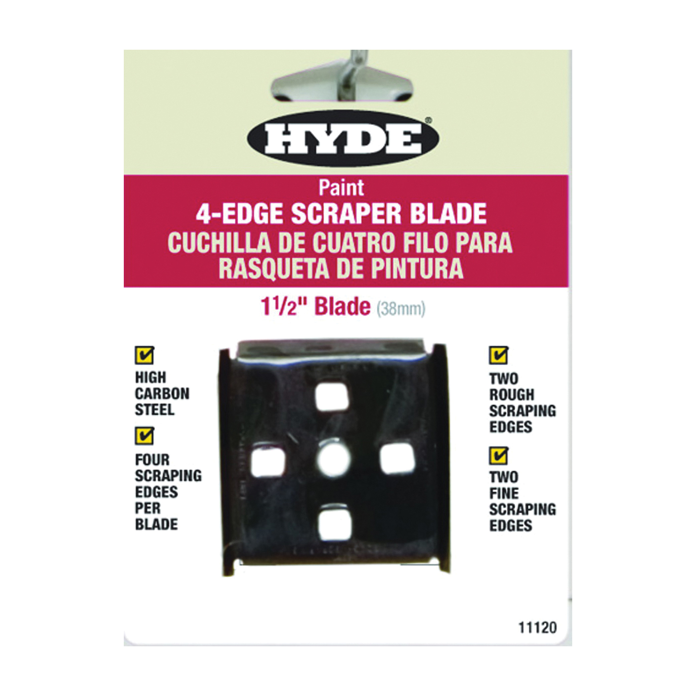 Black & Silver Lifetime Series 11120 Scraper Blade, 4-Edge Blade, 1-1/2 in W Blade, HCS Blade