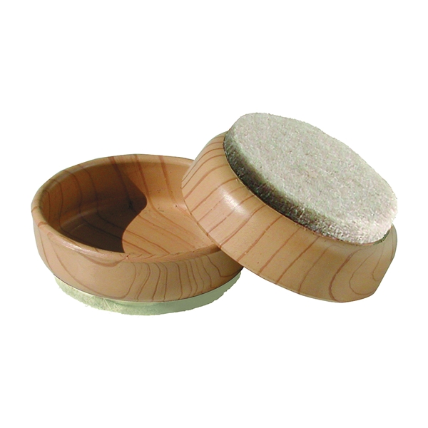 9363 Caster Cup, Felt Cloth, Woodgrain, 1-3/4 in L x 1-3/4 in W Dimensions