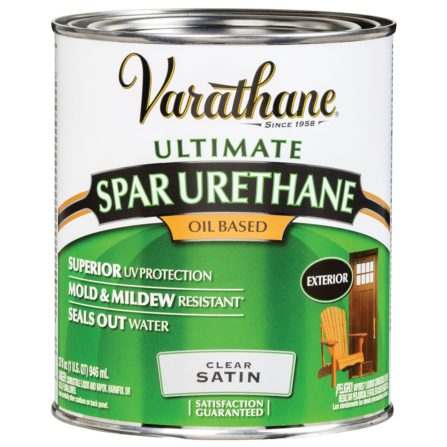 Varathane 9341H Spar Varnish, Satin, Clear, Liquid, 1 qt, Can - 1