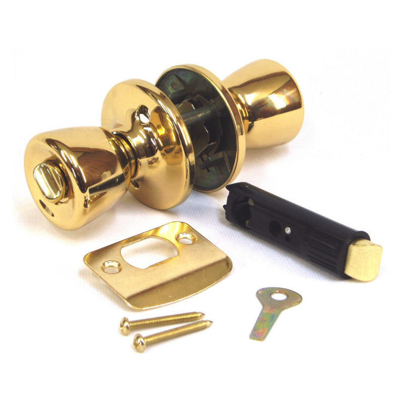 D-600B Door Privacy Lockset, Metal, Brass