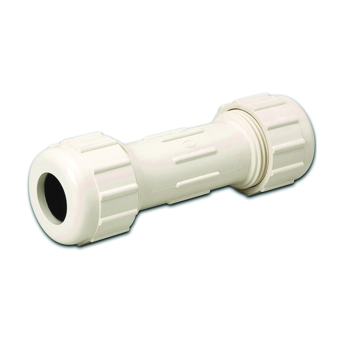 160-203HC Pipe Coupling, 1/2 in, Compression, PVC, White, SCH 40 Schedule, 100 psi Pressure