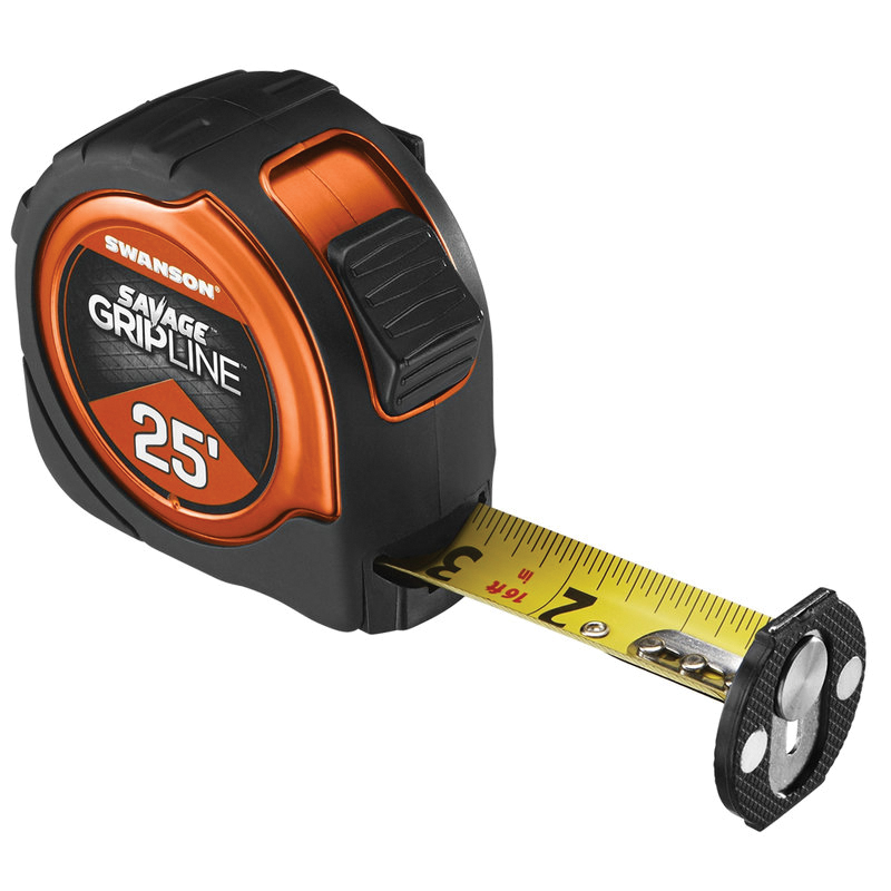 SAVAGE Series SVGL25M1 Tape Measure, 25 ft L Blade, 1-1/16 in W Blade, ABS/Rubber Case, Black Case