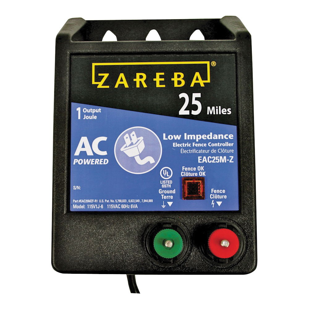 EAC25M-Z Electric Fence Charger, 1 J Output Energy, 115 V, 25, 12, 6 mile Fence Distance