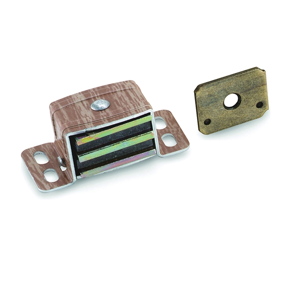 BP9798AW Magnetic Catch, 2-1/16 in L x 1 in W Catches, Aluminum, Woodgrain