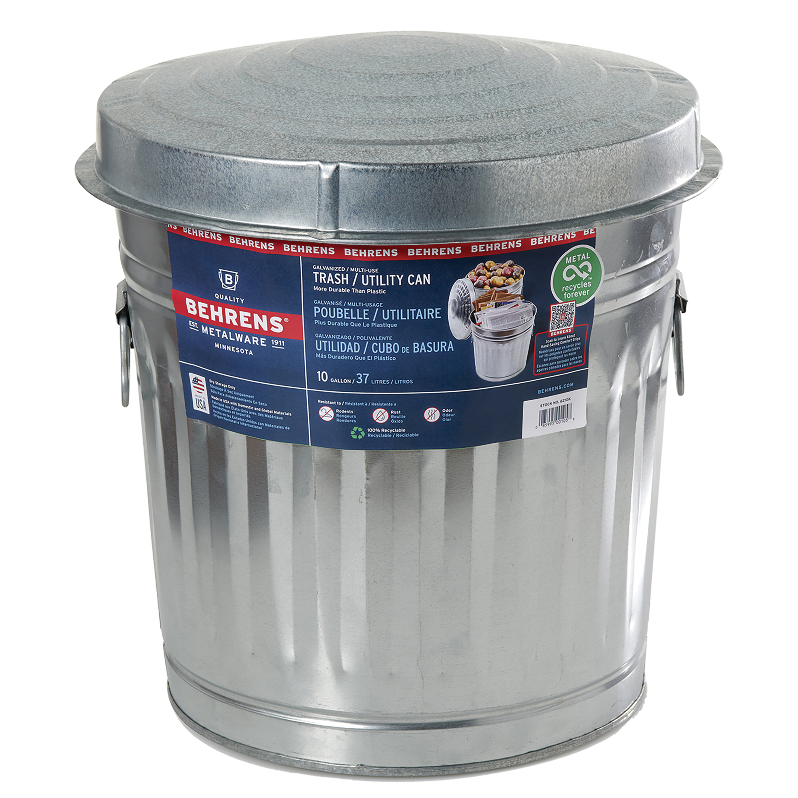 6210 Trash Can, 10 gal Capacity, Steel