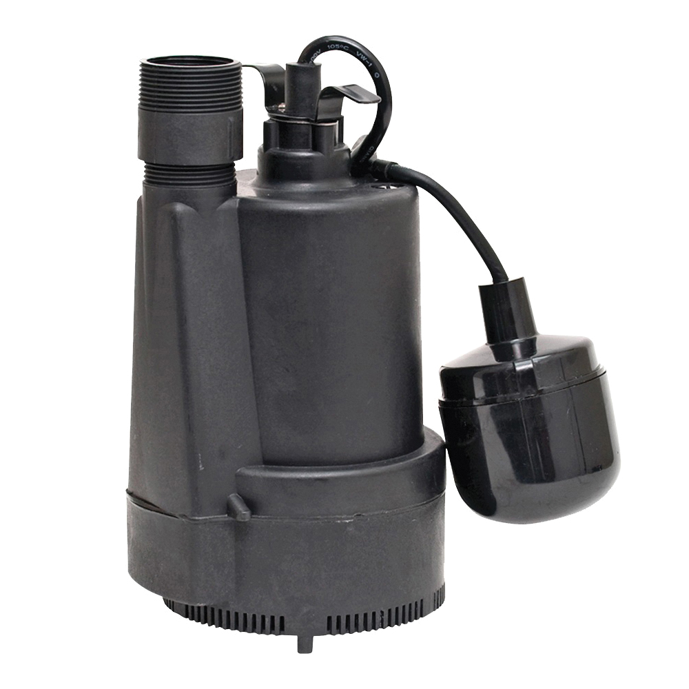 92330 Sump Pump, 4.1 A, 120 V, 1/3 hp, 1-1/2 in Outlet, 2400 gph, Thermoplastic