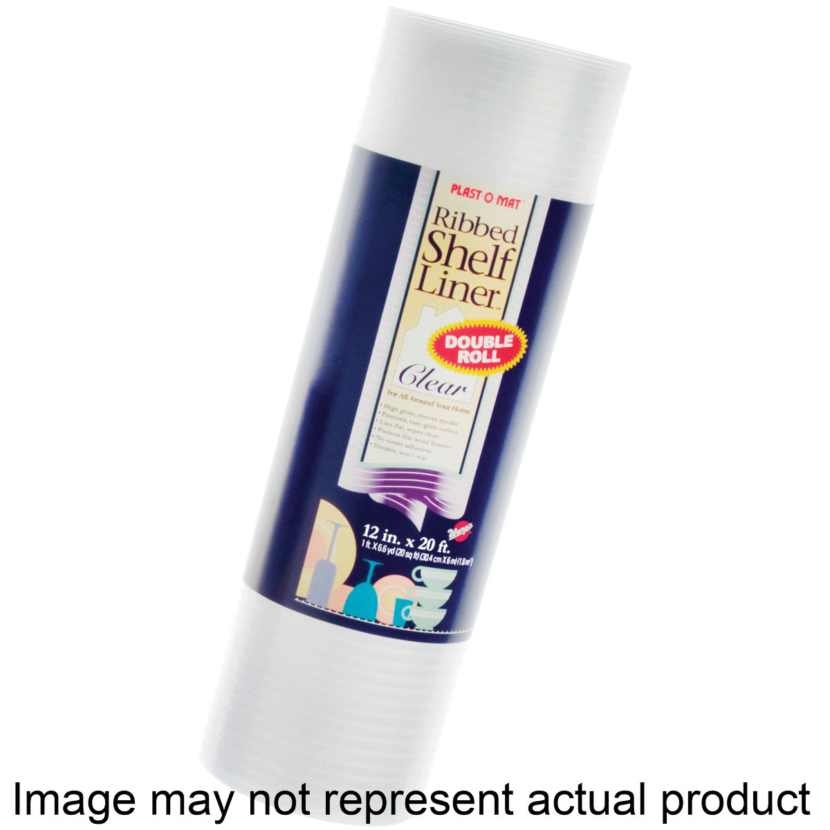 PM120-C Shelf Liner, 20 ft L, 12 in W, 4 mil Thick, Plastic, Clear