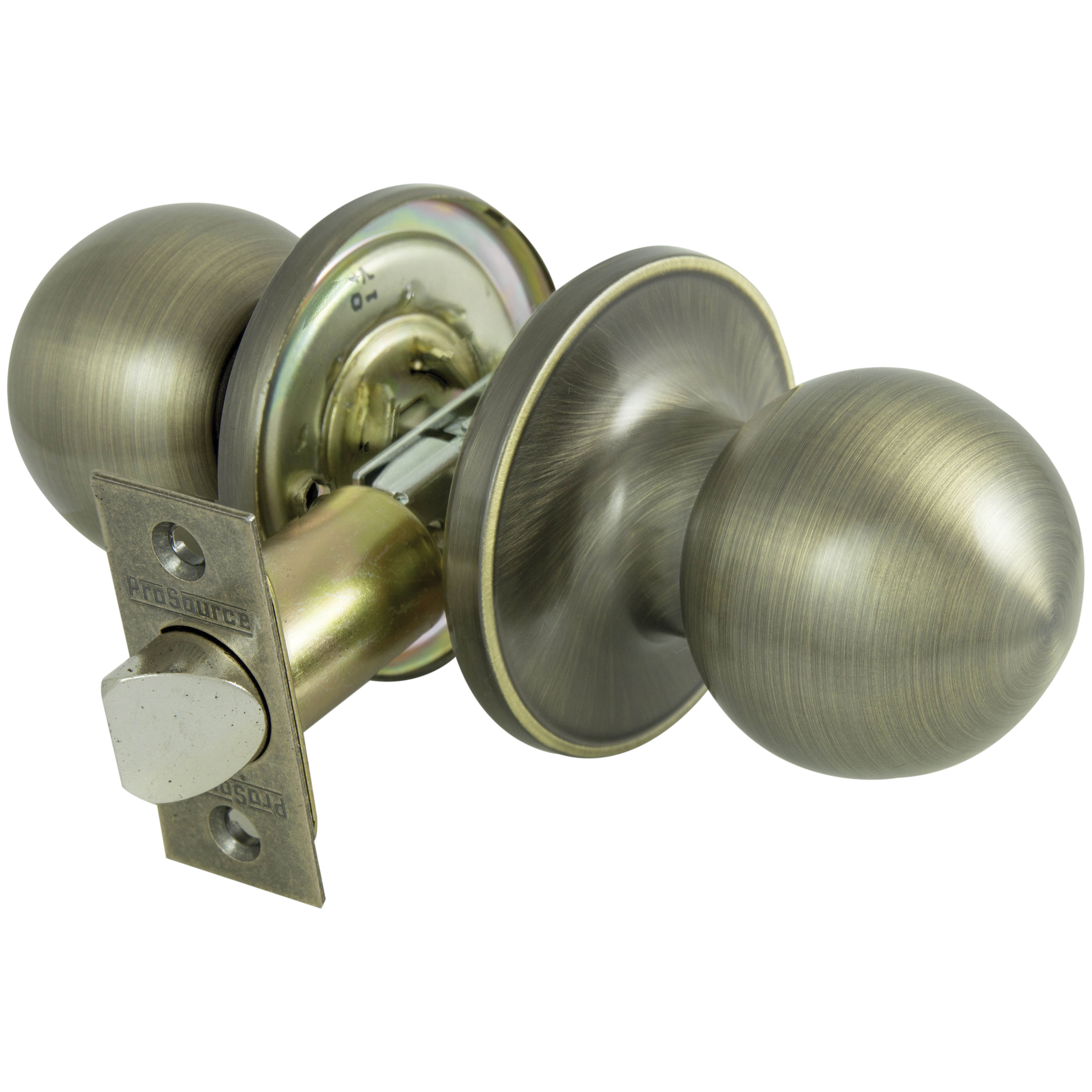 T3830V-PS Passage Knob, Metal, Antique Brass, 2-3/8 to 2-3/4 in Backset, 1-3/8 to 1-3/4 in Thick Door