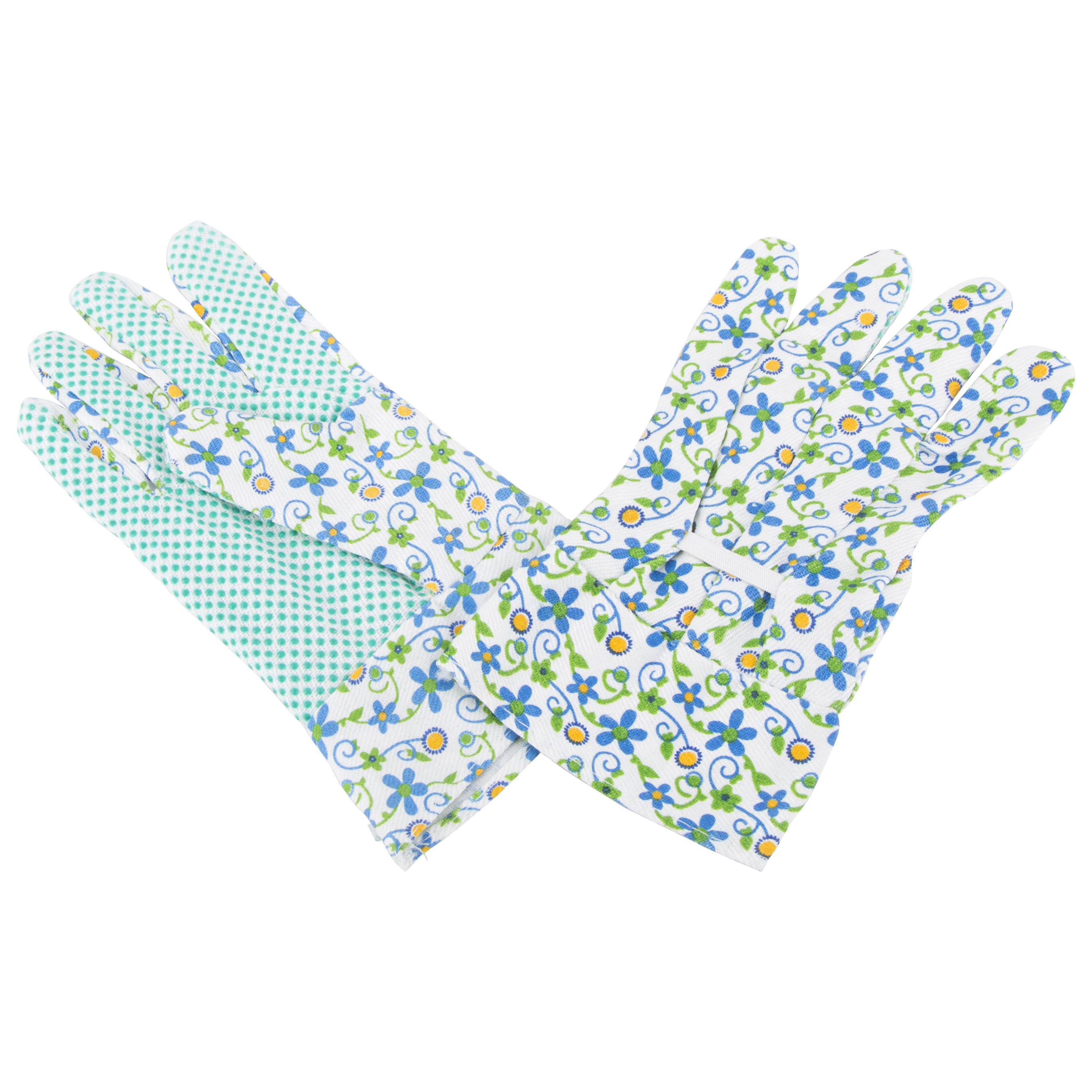 C001 Garden Gloves with PVC Dots, Women's, One-Size, 9 in L, Straight Thumb, Fabric/Cotton/Polyester