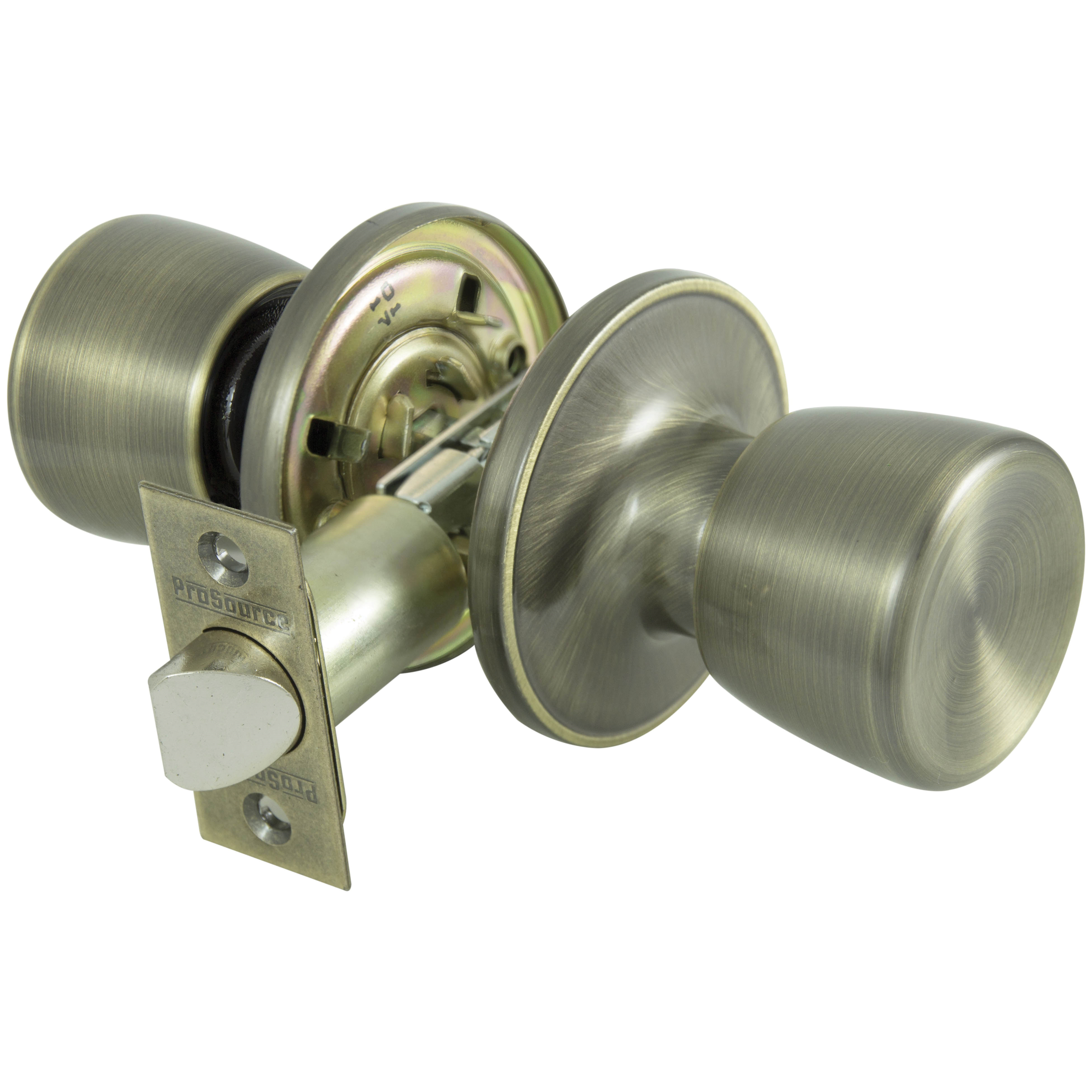 TS830V-PS Passage Knob, Metal, Antique Brass, 2-3/8 to 2-3/4 in Backset, 1-3/8 to 1-3/4 in Thick Door