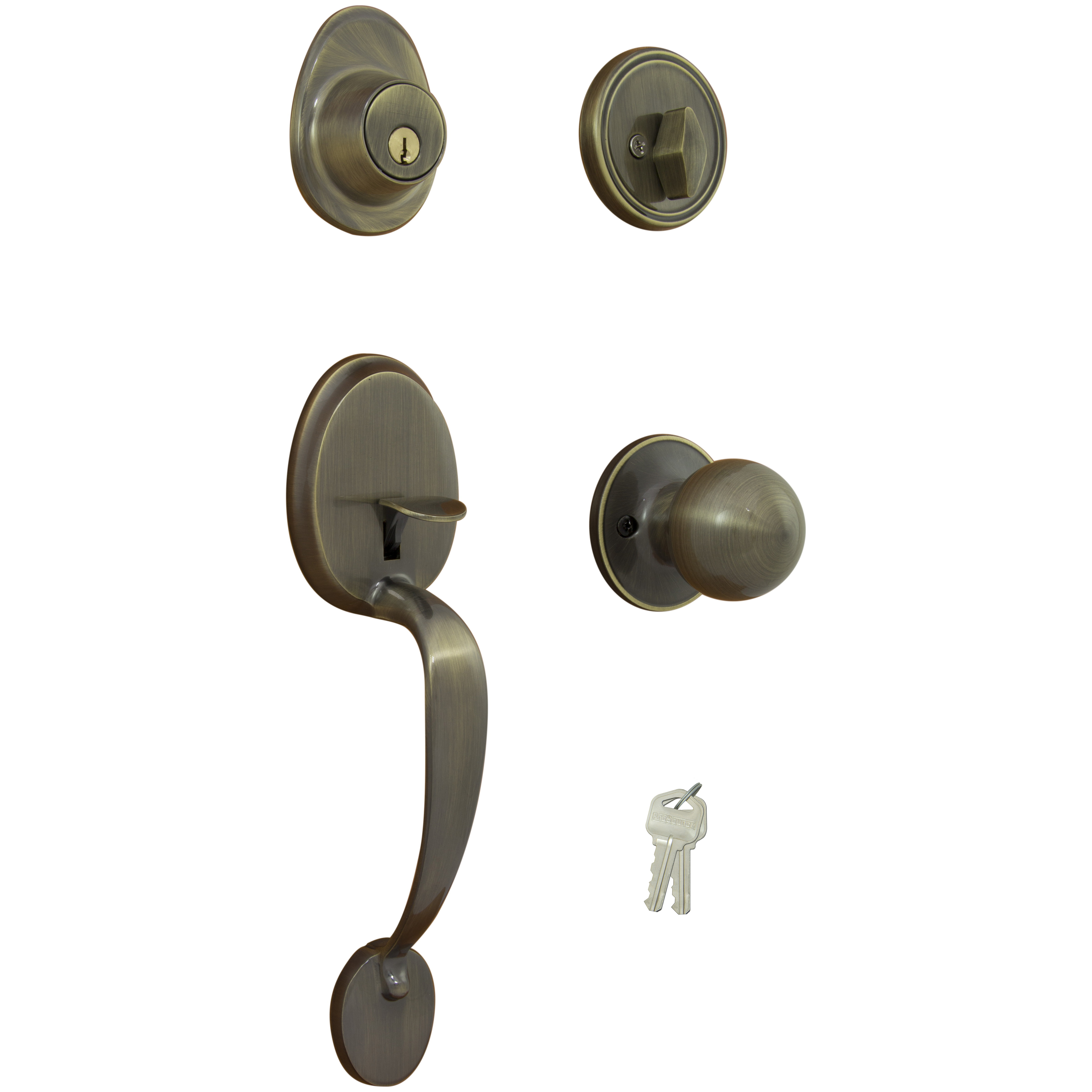 S7831-PS Combination Lockset, Antique Brass, T3 Interior Handle, 3 Grade, Brass