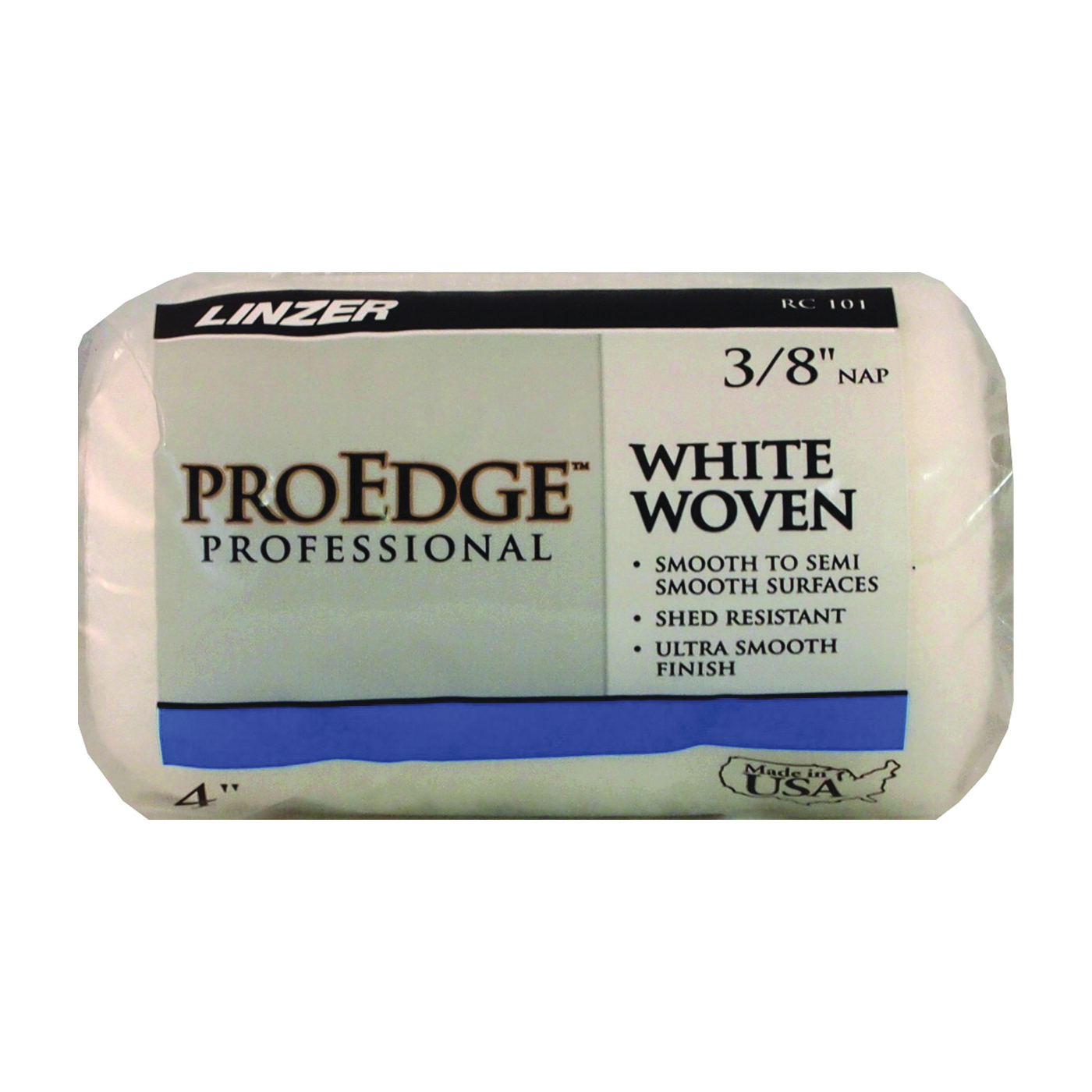 RC 101-4 Paint Roller Cover, 3/8 in Thick Nap, 4 in L, Woven Fabric Cover, White