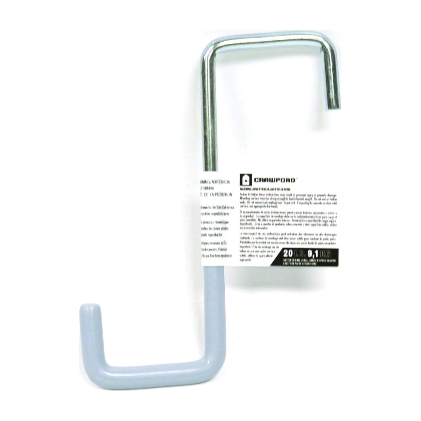 RH26-25 Rafter Hook, 20 lb, 5.75 in L, Steel, Zinc, Gray