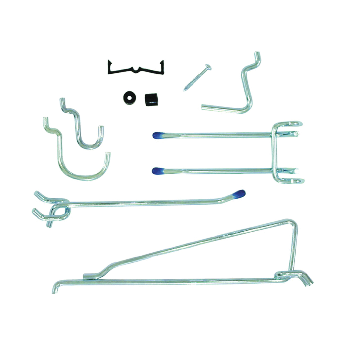 1432A Series Peg Hook Assortment, 11 in L x 7-1/2 in W x 1-3/4 in H Dimensions, Steel, Black/Silver, 32 Pk