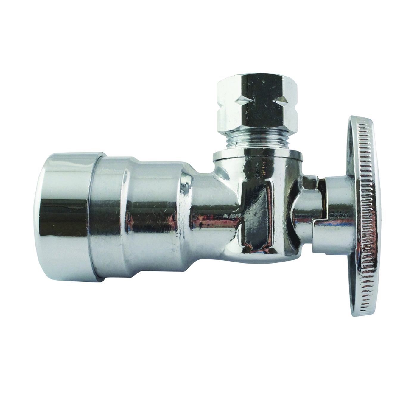 APXPV1238A Stop Valve, 1/2 x 3/8 in Connection, Push-Fit x Compression, 200 psi Pressure, Brass Body