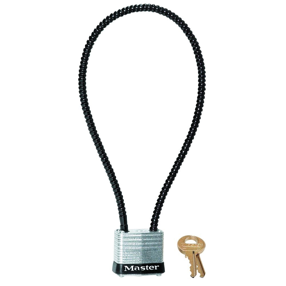 107DSPT Gun Lock with Padlock, Keyed Different Key, Cable Shackle, 0.22 in Dia Shackle, Brass/Steel Shackle