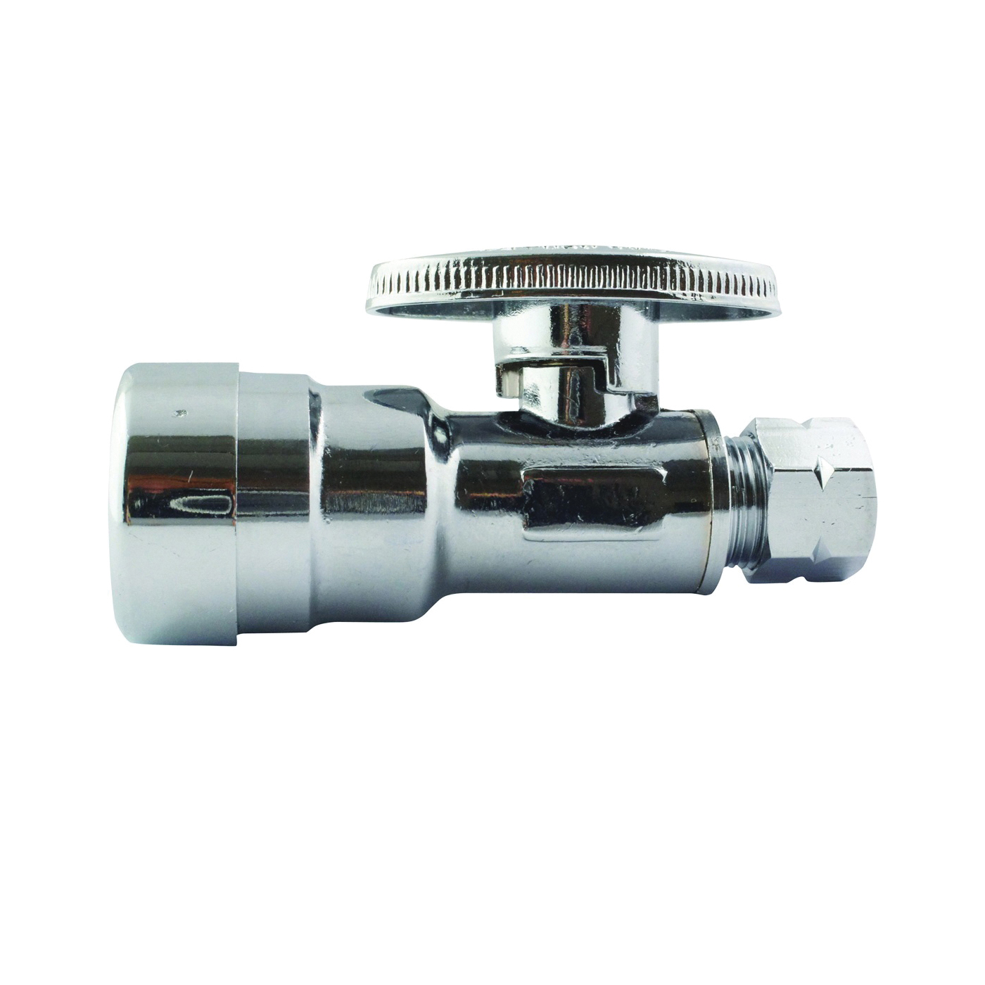 APXPV1238S Stop Valve, 1/2 x 3/8 in Connection, Push-Fit x Compression, 200 psi Pressure, Brass Body