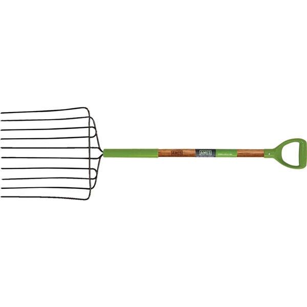 2827000 Ensilage Fork, Steel Tine, Wood Handle, D Grip Handle, 30 in L Handle