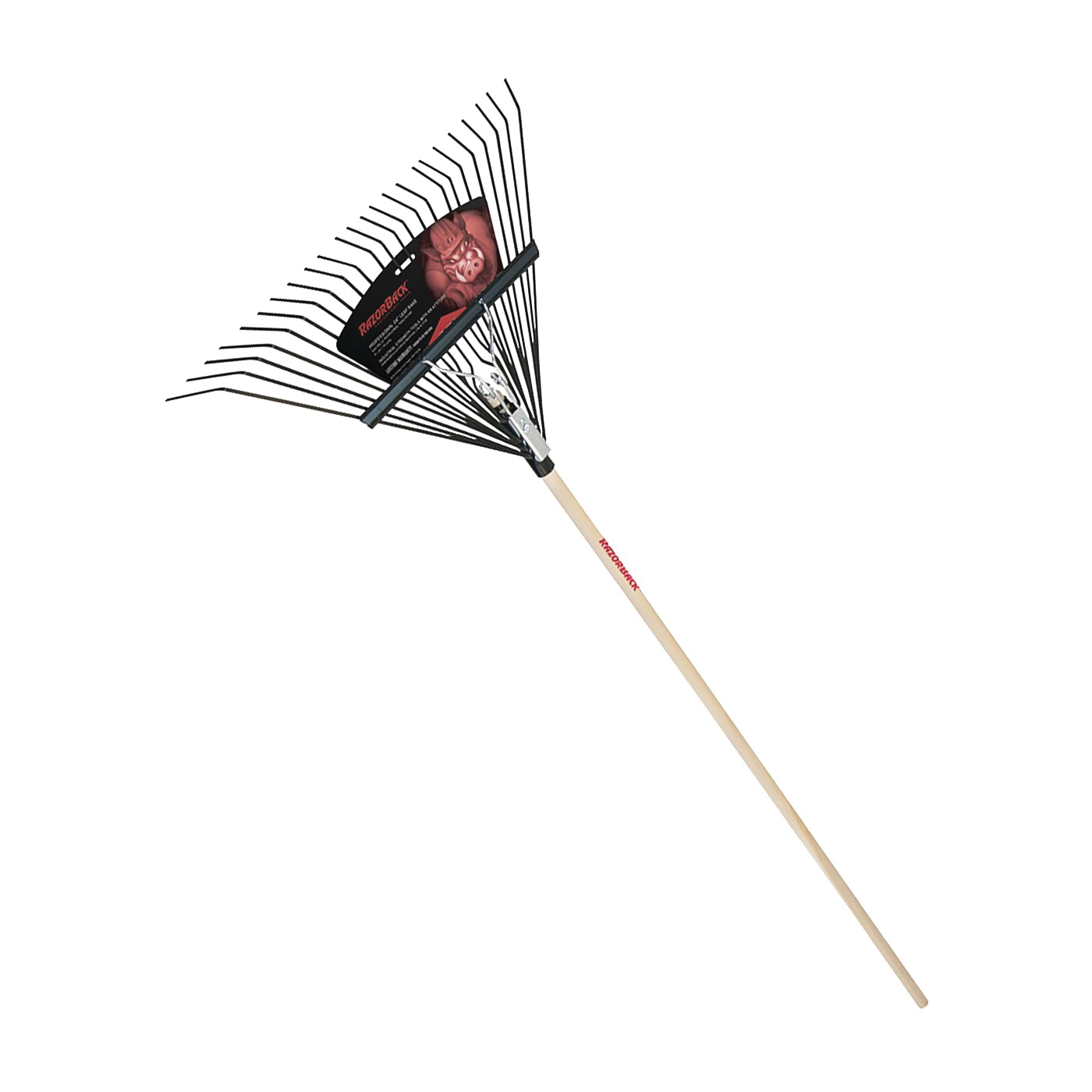 2911200 Leaf Rake, Steel Tine, 23 in W Tine, 24-Tine, Hardwood Handle, 54 in L Handle