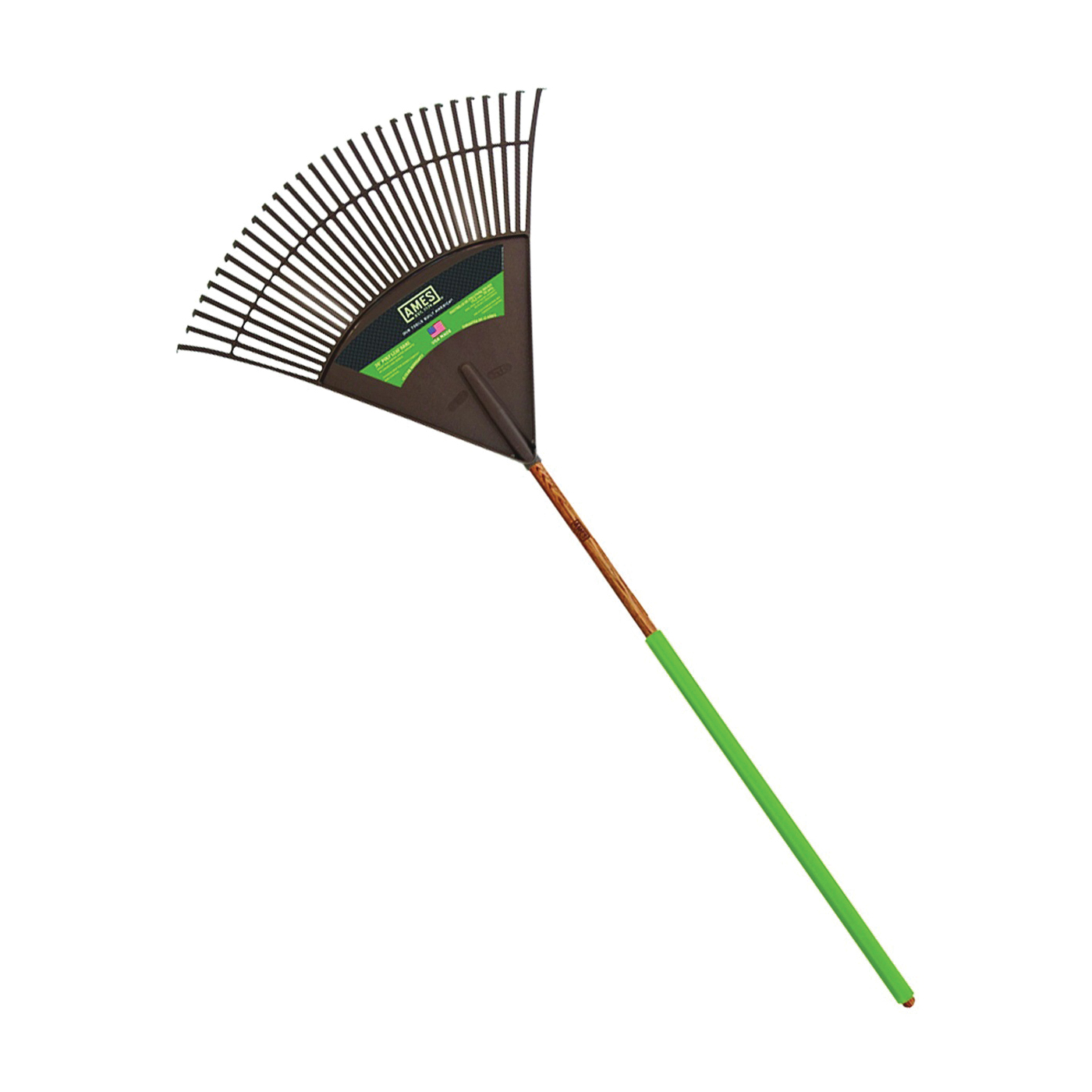 2915712 Leaf Rake, Poly Tine, 30-Tine, Wood Handle, 48 in L Handle