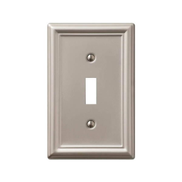 149TBN Switch Wallplate, 4-7/8 in L, 3-1/8 in W, 1 -Gang, Steel, Nickel, Brushed