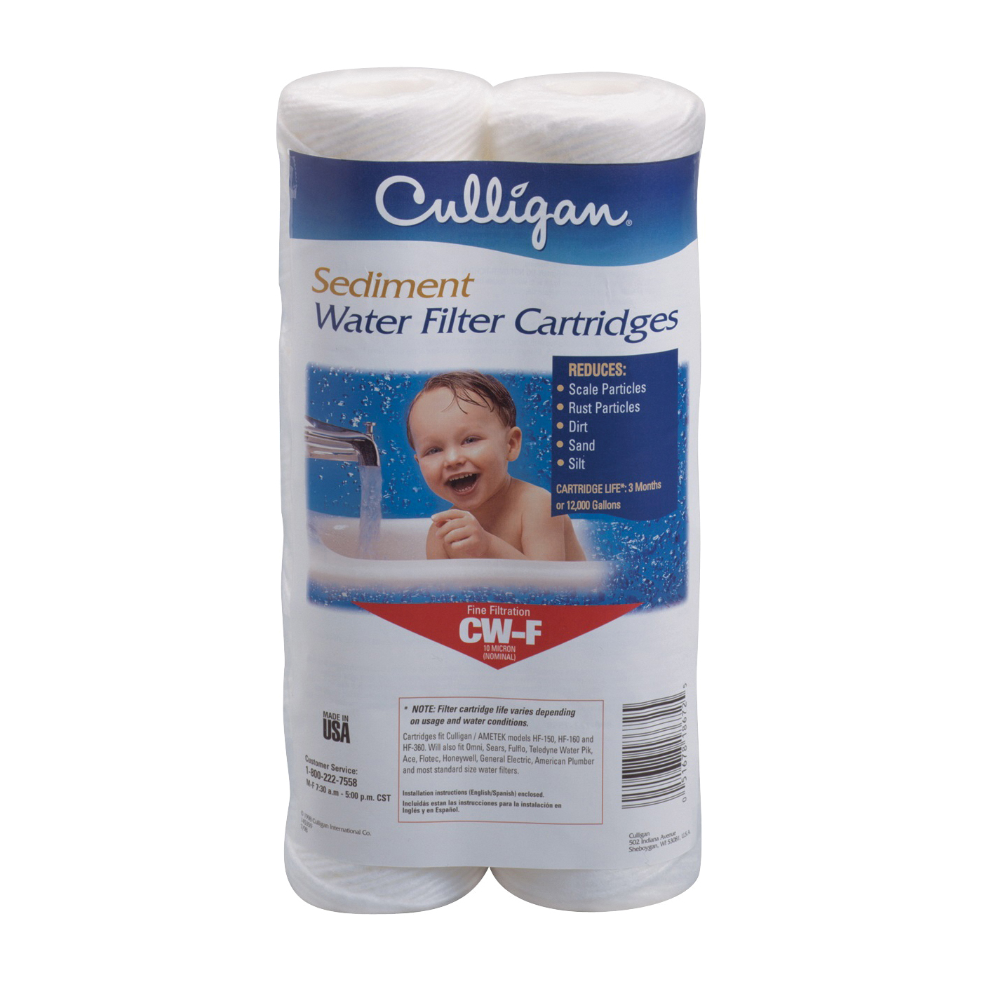 CW-F Water Filter Cartridge, 10 um Filter, Polypropylene Wound Filter Media
