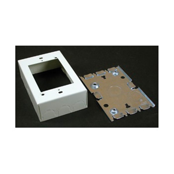 Wiremold 700 BW3 Outlet Box, 2 -Gang, Stamped Steel, White, Wall Mounting