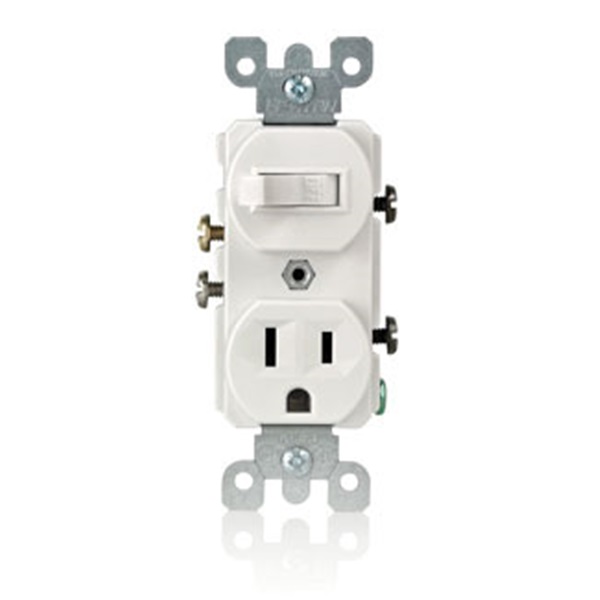 Leviton S02-05225-0WS Combination Switch/Receptacle, 1 -P