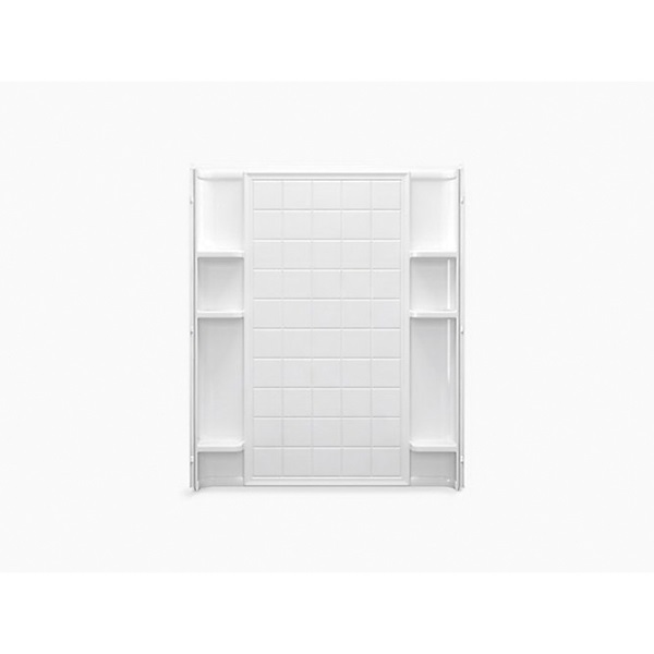 Ensemble 72132100-0 Shower Back Wall, 72-1/2 in L, 60 in W, Vikrell, High-Gloss, Alcove Installation, White