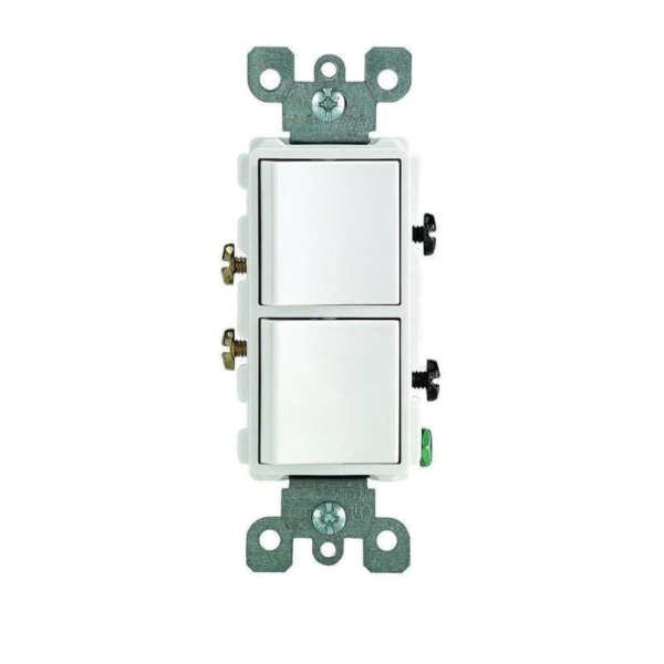 Decora R62-05634-0WS Combination Switch, 15 A, 120/277 VAC, SPST, Side Wire Terminal, Thermoplastic Housing Material - 1