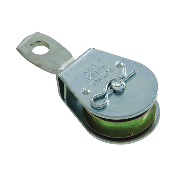 0171ZD-2 Pulley Block, 2 in Rope, 420 lb Working Load, 2 in Sheave, Swivel Eye Attachment, Zinc-Plated