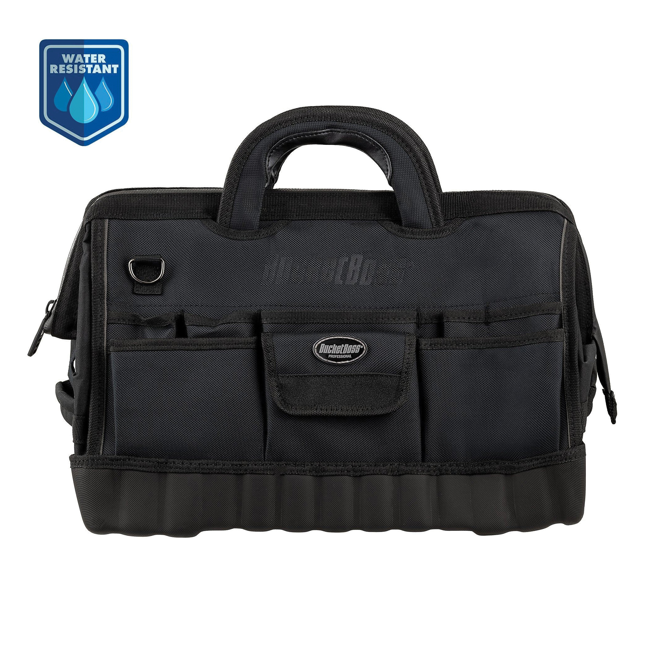 64018 Tool Bag, 18 in W, 11 in D, 12 in H, 17-Pocket, Poly Fabric, Black