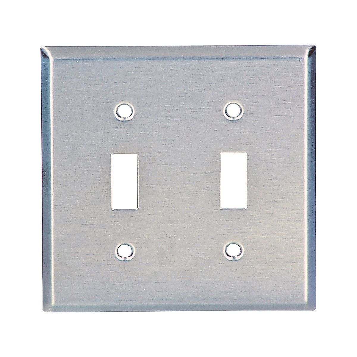 Wiring Devices 93072-BOX Switch Wallplate, 4-1/2 in L, 4.56 in W, 2 -Gang, Stainless Steel, Satin, Silver
