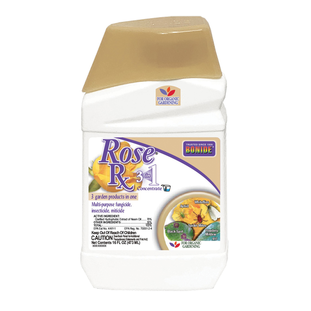 Rose Rx 917 Fungicide/Miticide/Insecticide, Liquid, 1 pt