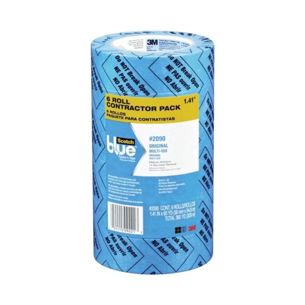 2090-36A-CP Painter's Tape, 60 yd L, 1-1/2 in W, 5 mil Thick, Paper Backing, Blue